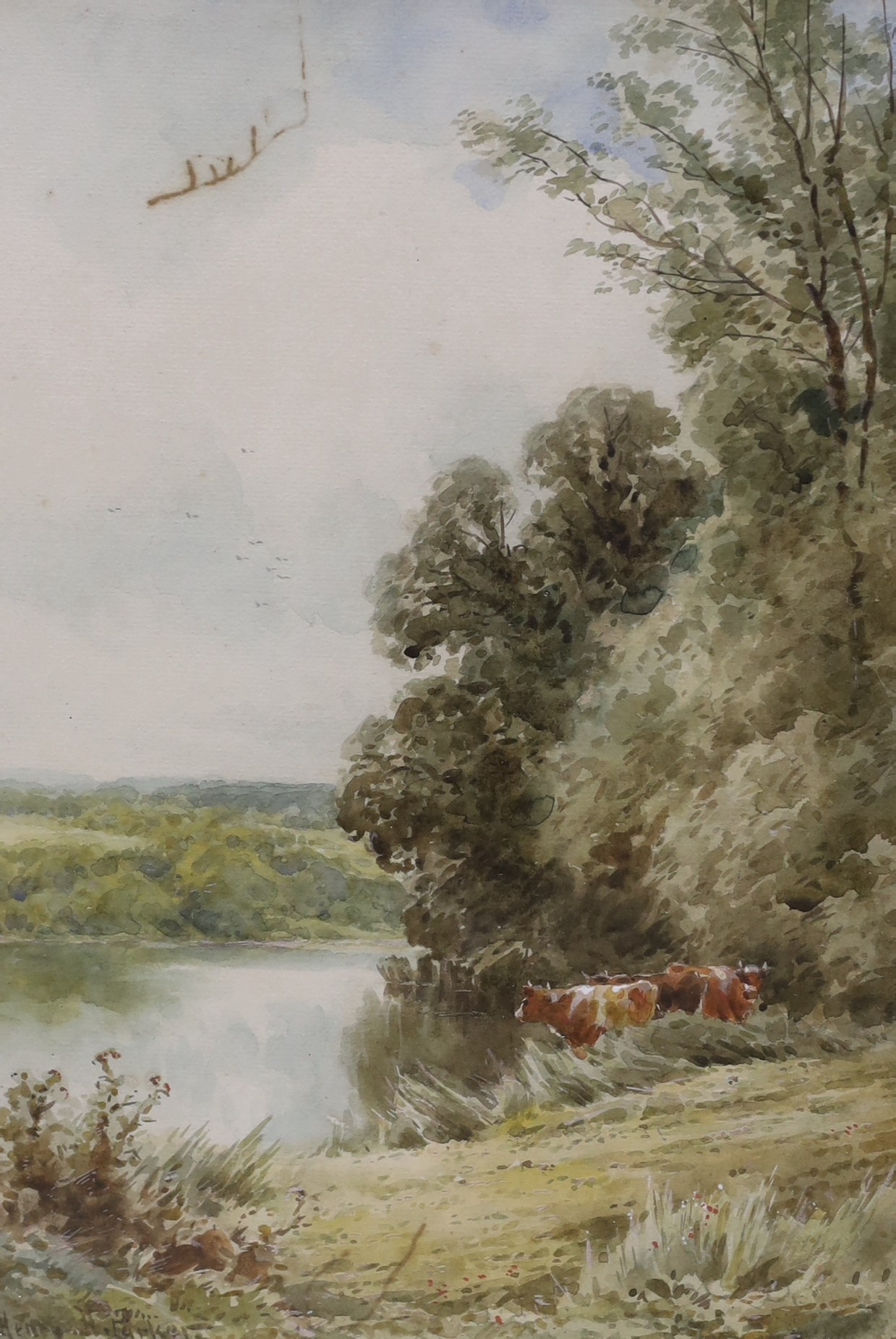 Henry H. Parker (1858-1930), pair of watercolours, 'At Goring, Surrey' and 'The Thames at Cullam', signed, 38 x 27cm